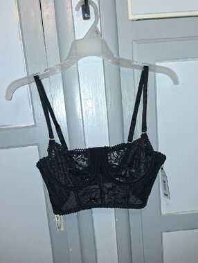 Yandy Black Lace Longline Underwire Bralette